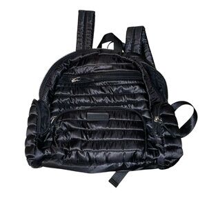 Tahari Wooster Quilted Black Backpack Shiny Small 12x12 nylon